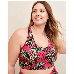 Torrid Wireless Adjustable Scoop Bikini Top Only Leopard Pineapple Pink Size 1